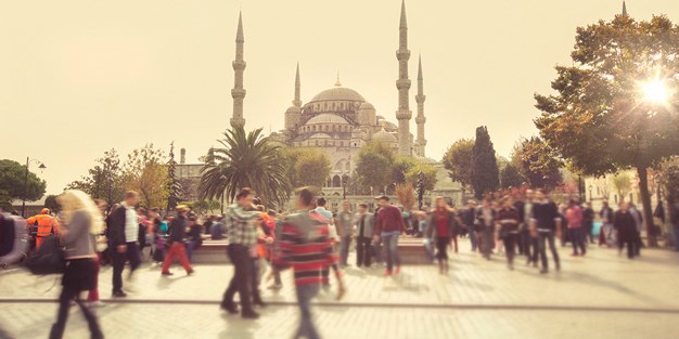 Blå moskén i Istanbul, Turkiet. Foto