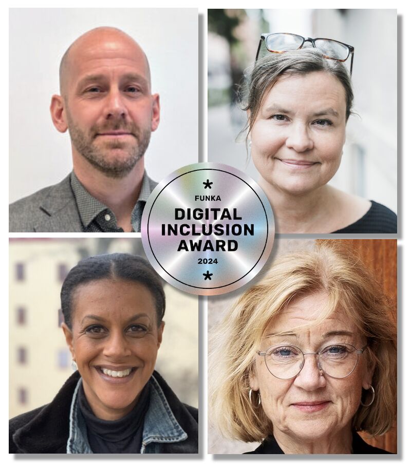 Foto på Nicklas Mårtensson Ordförande Funktionsrätt Sverige, Cecilia Parkert Projektledare Pensionärernas Riksorganisation PRO, Johanna Hallén Generalsekreterare Sveriges Konsumenter Generalsekreterare och Anna Carlsson Sigstedt Diversity Charter Sweden