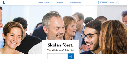 Liberalernas webbplats. Skärmbild