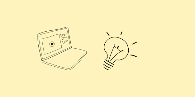 A computer and a light bulb. Illustration.