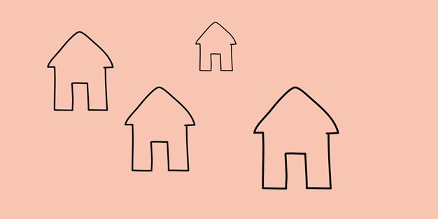 Flere hus. Illustrasjon