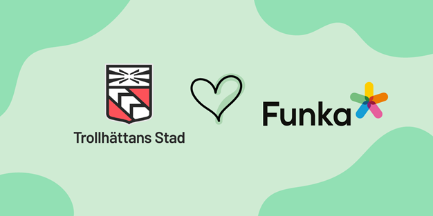Trollhättan stad hjärta Funka logos. Illustration